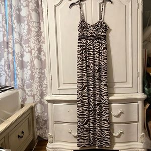 INC maxi dress Med brown and cream zebra print